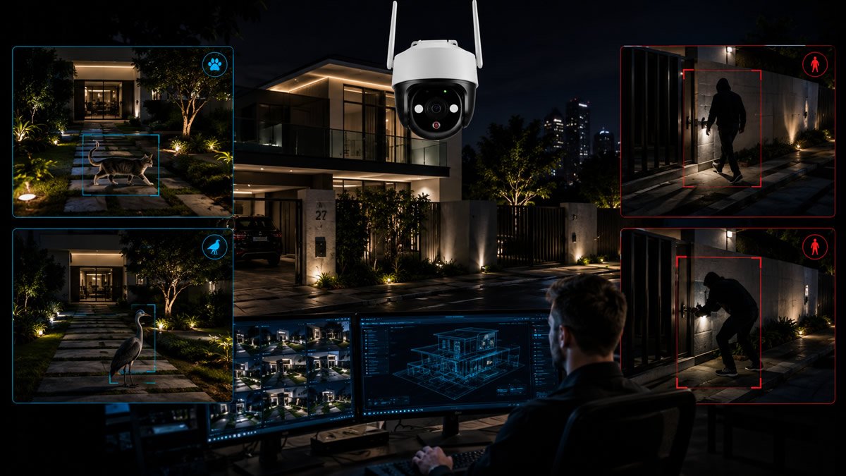 Câmera de CFTV monitorado com inteligência artificial embarcada