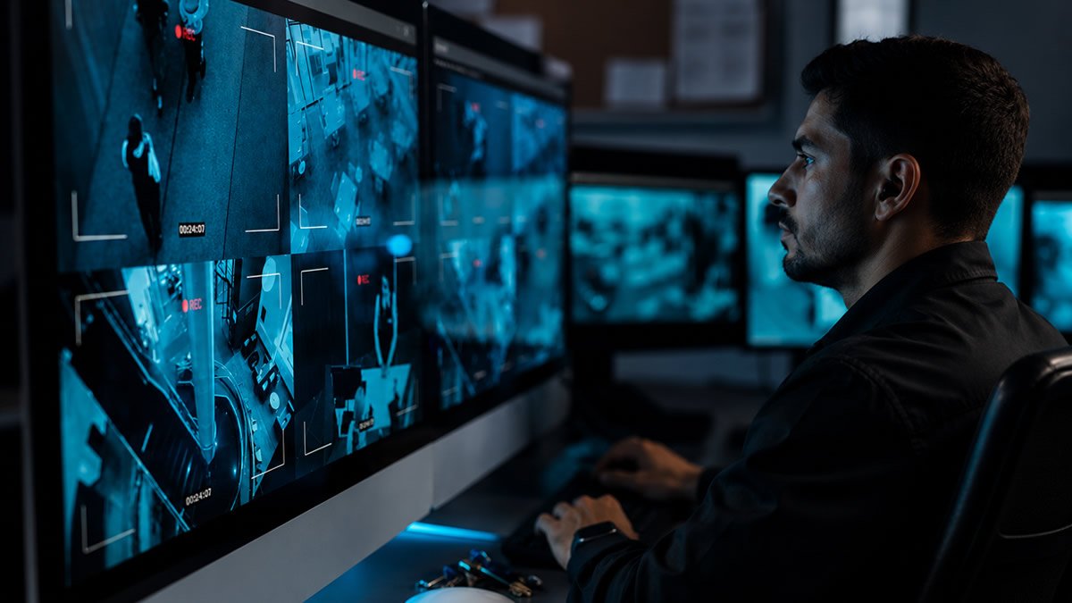 Central de monitoramento de alarmes acompanhando eventos em tempo real